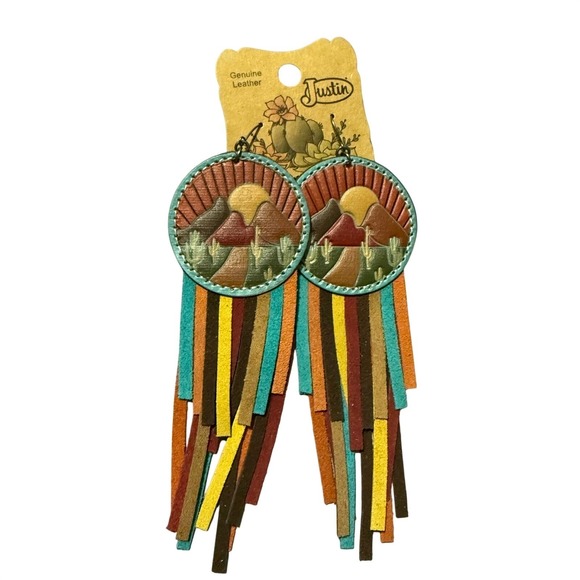 Justin Boots Jewelry - Justin Genuine Leather Southwestern Desert Fringe Earrings Multicolor
